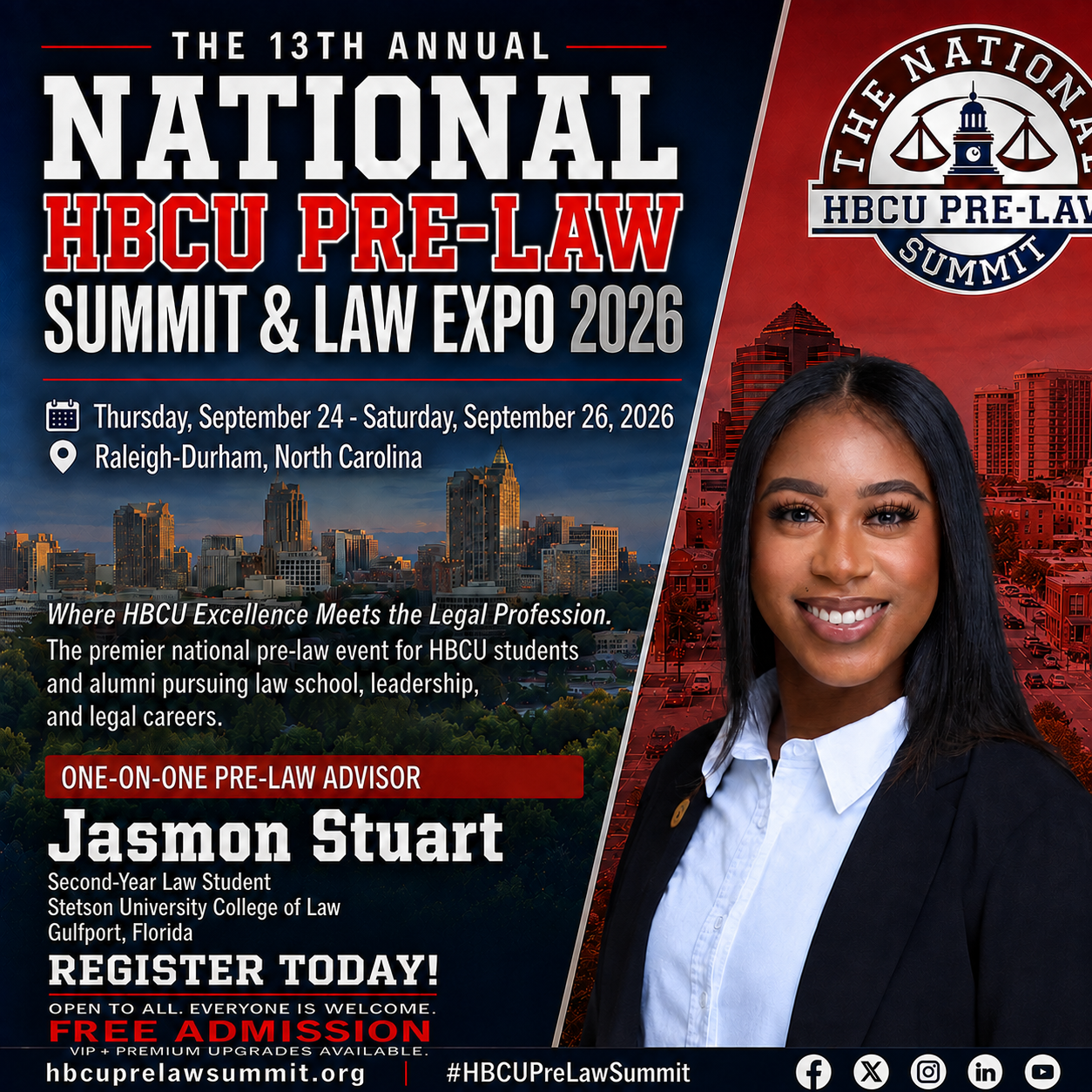Jasmon Stuart — One-on-One Pre-Law Advisor flyer