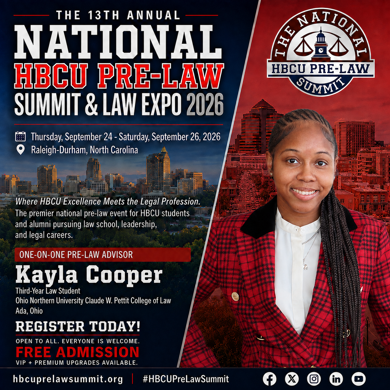 Kayla Cooper — One-on-One Pre-Law Advisor flyer