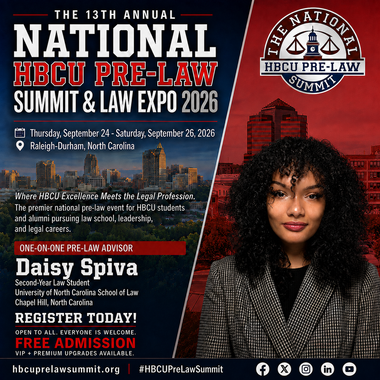 Daisy Spiva — One-on-One Pre-Law Advisor flyer