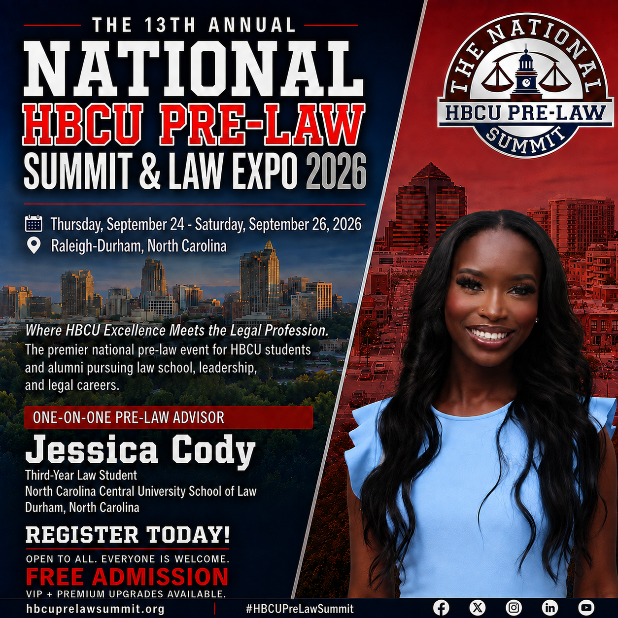 Jessica Cody — One-on-One Pre-Law Advisor flyer