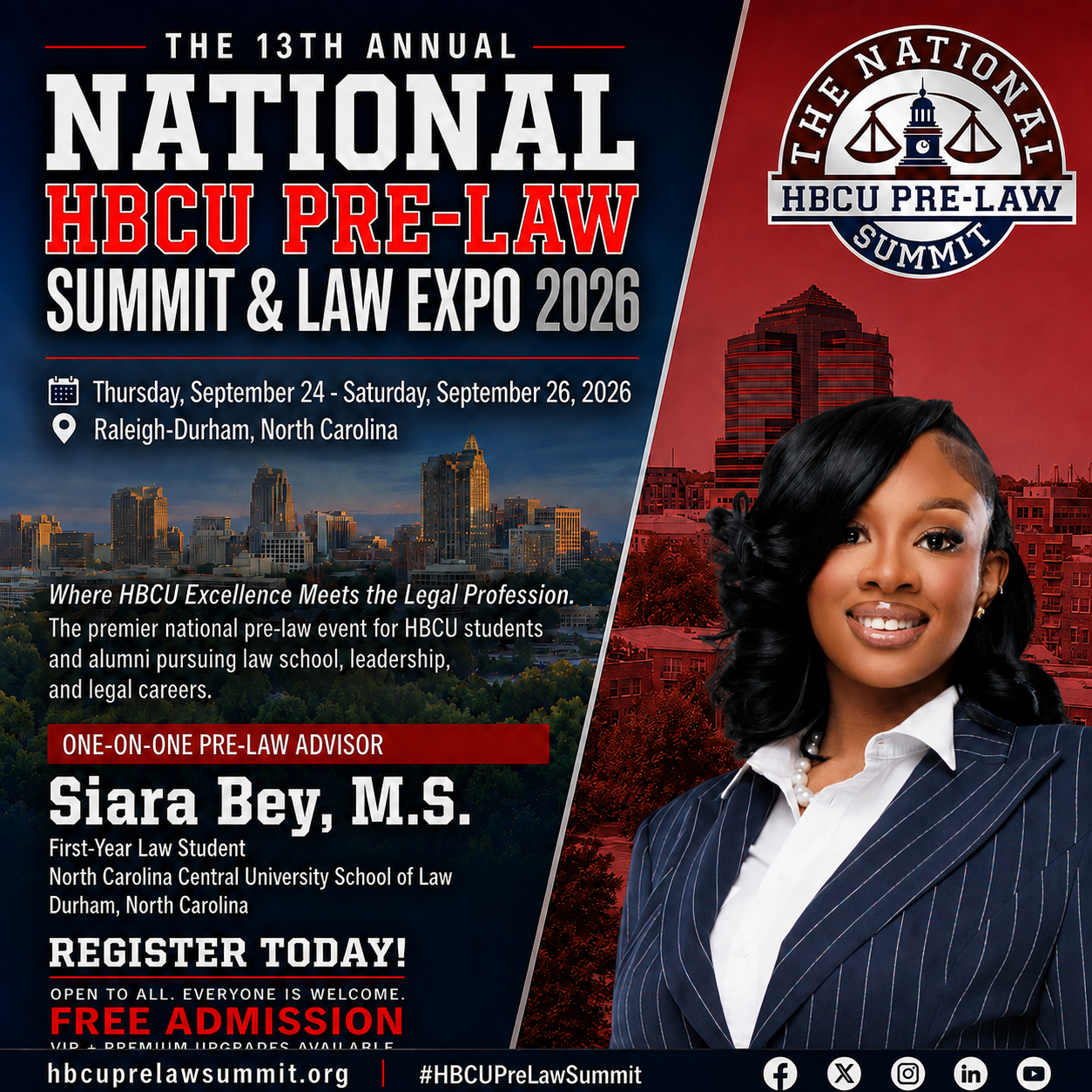 Siara Bey — One-on-One Pre-Law Advisor flyer
