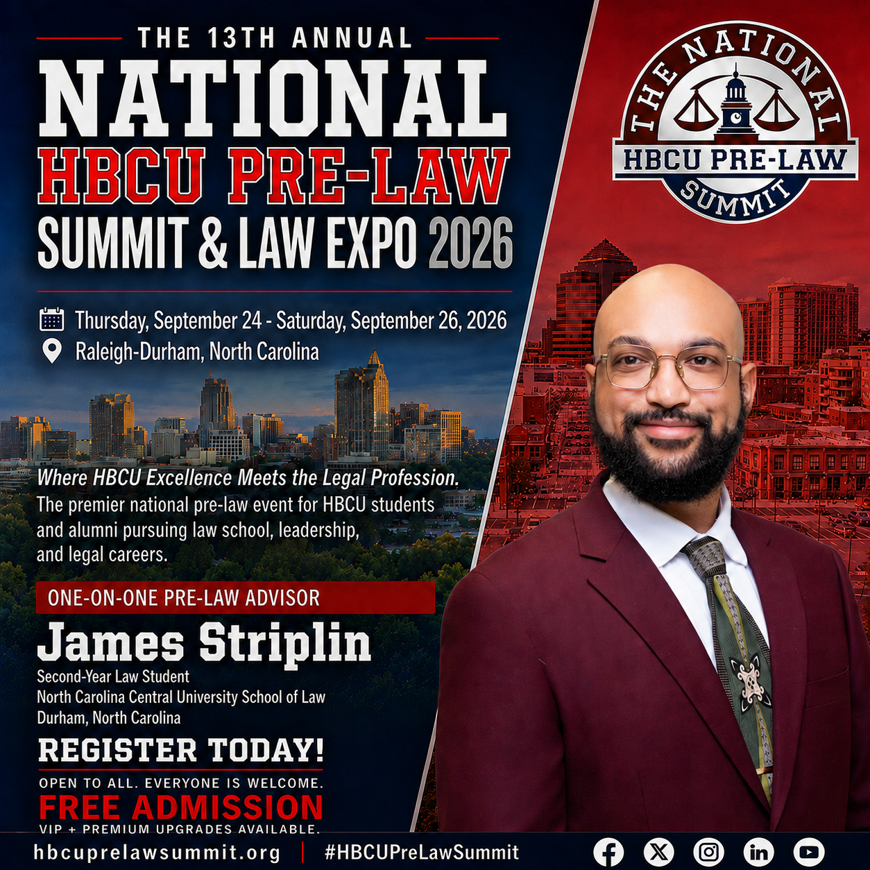 James Striplin — One-on-One Pre-Law Advisor flyer
