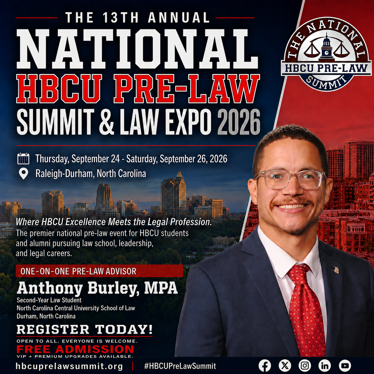Anthony Burley — One-on-One Pre-Law Advisor flyer
