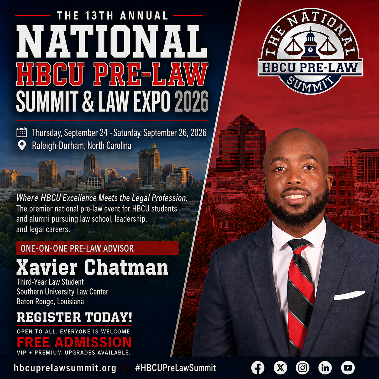 Xavier Chatman — One-on-One Pre-Law Advisor flyer