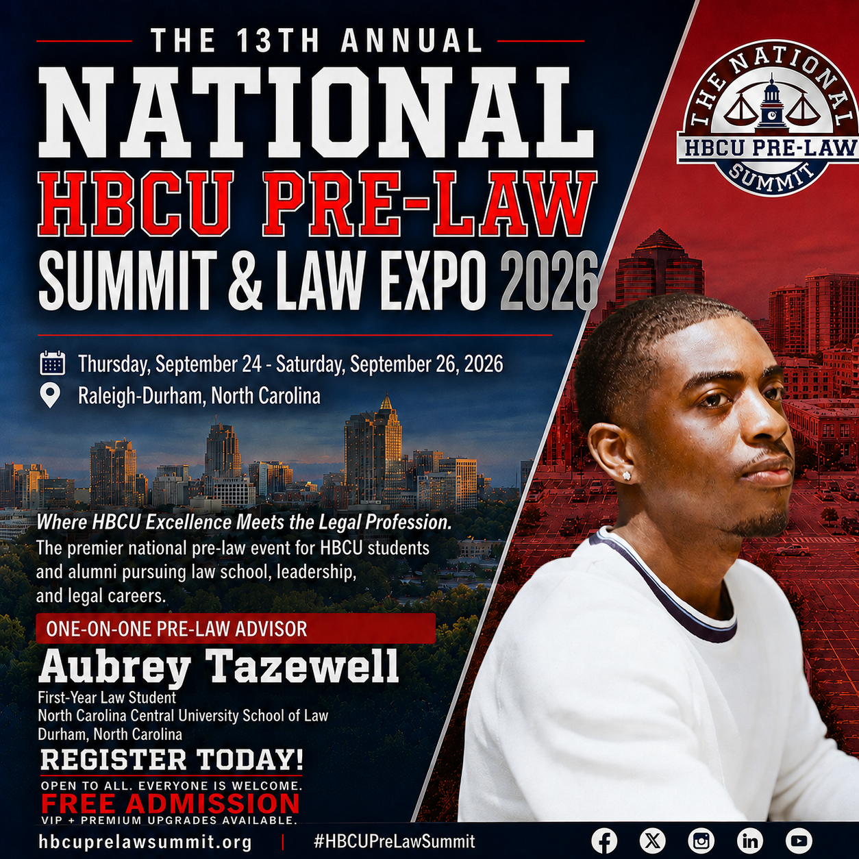 Aubrey Tazewell — One-on-One Pre-Law Advisor flyer