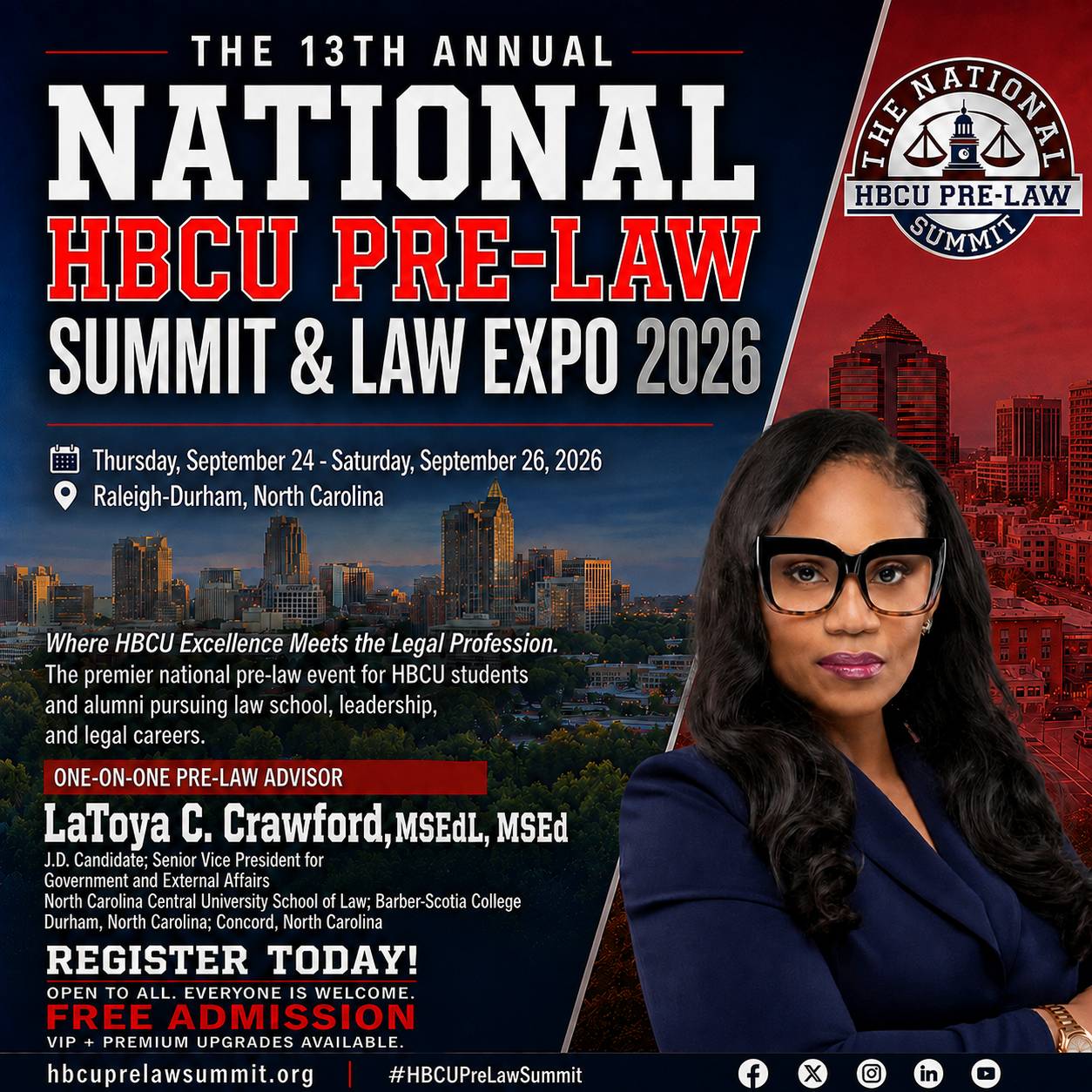 LaToya Crawford — One-on-One Pre-Law Advisor flyer