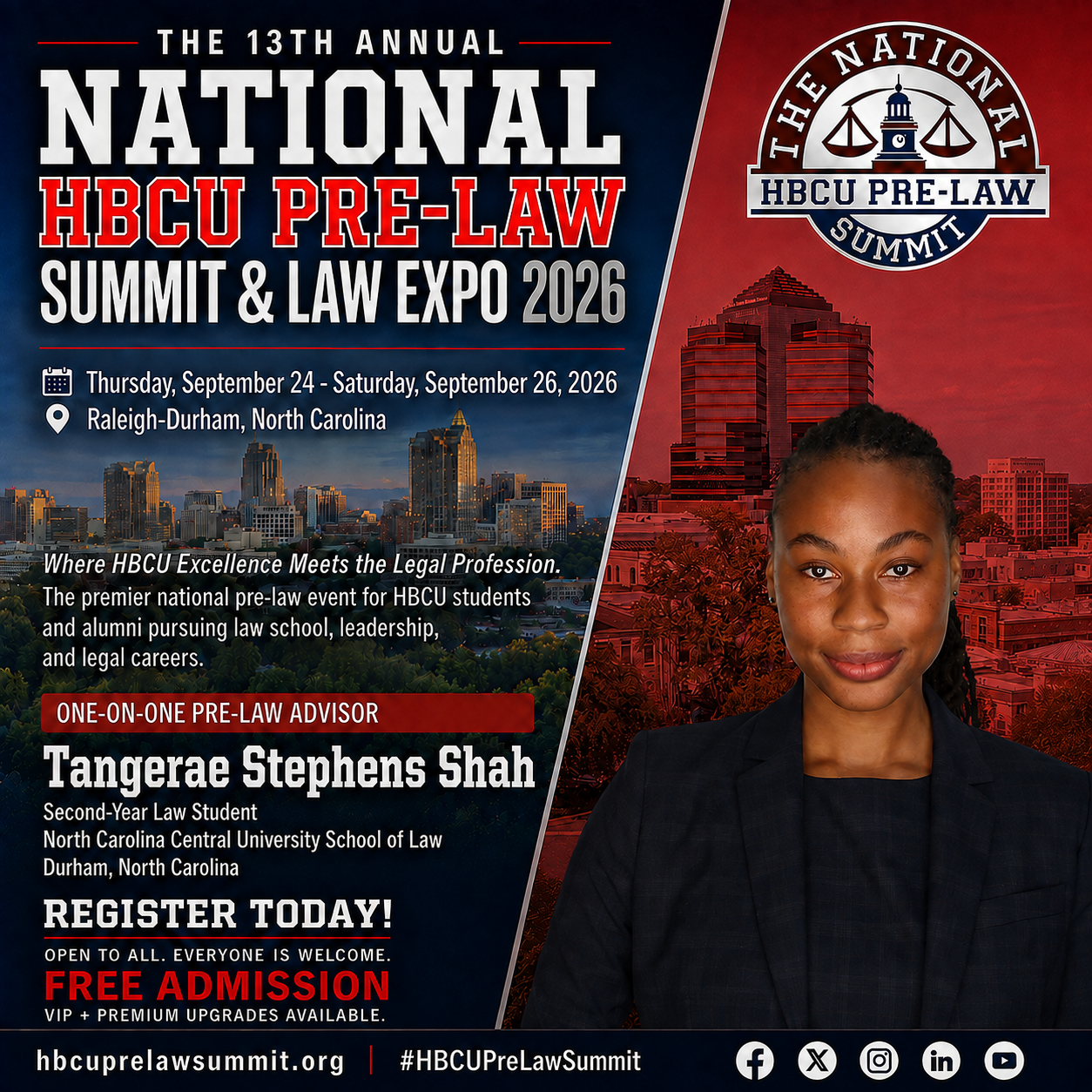Tangerae Stephens Shah — One-on-One Pre-Law Advisor flyer