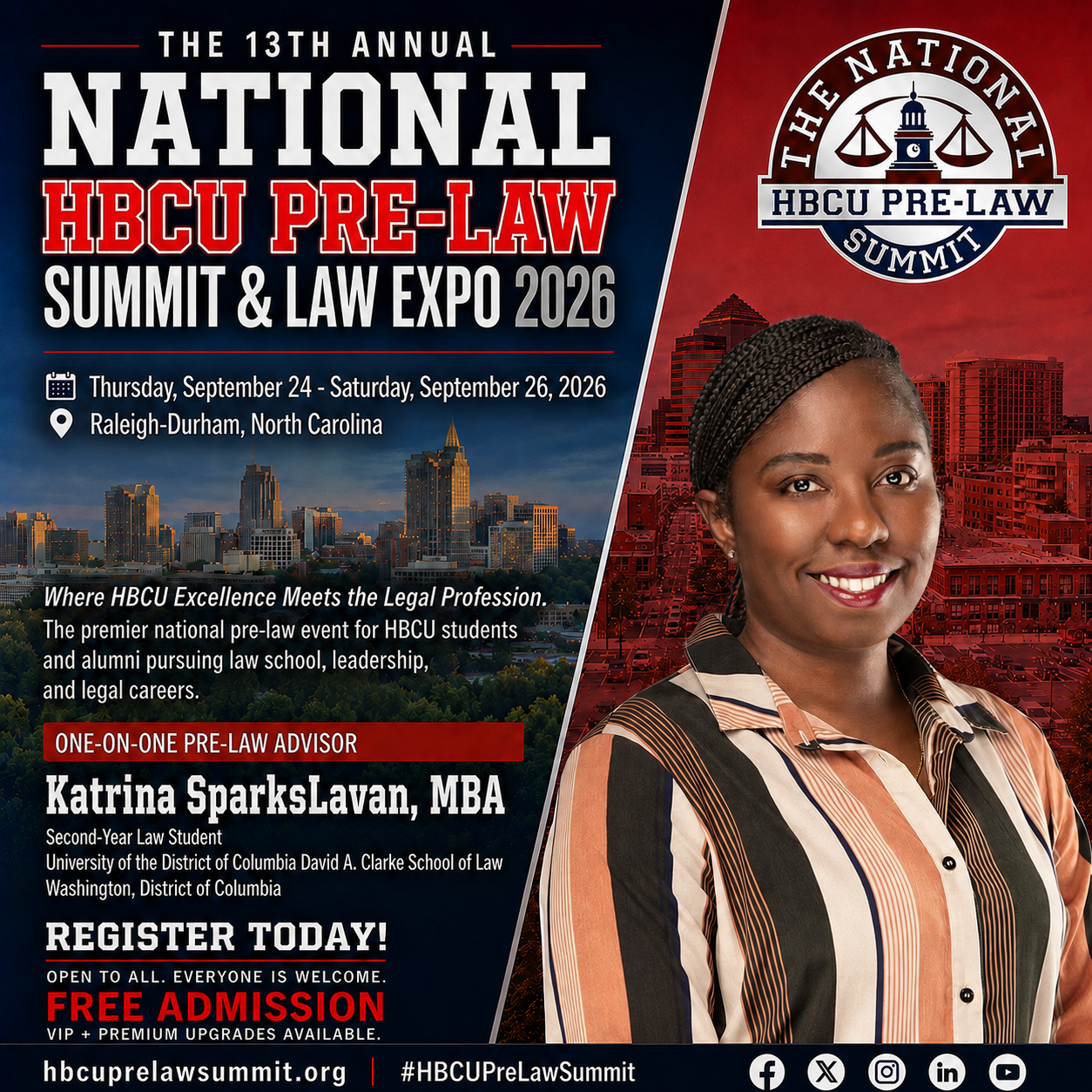 Katrina SparksLavan — One-on-One Pre-Law Advisor flyer