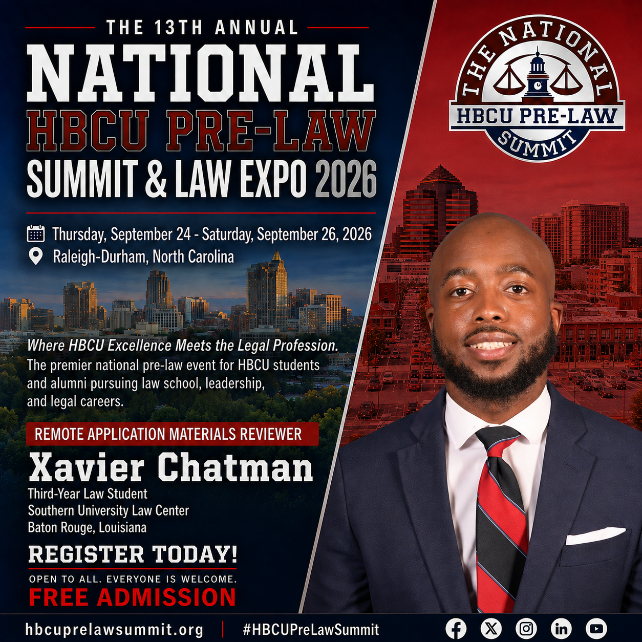 Xavier Chatman — Remote Law School Application Materials Reviewer flyer