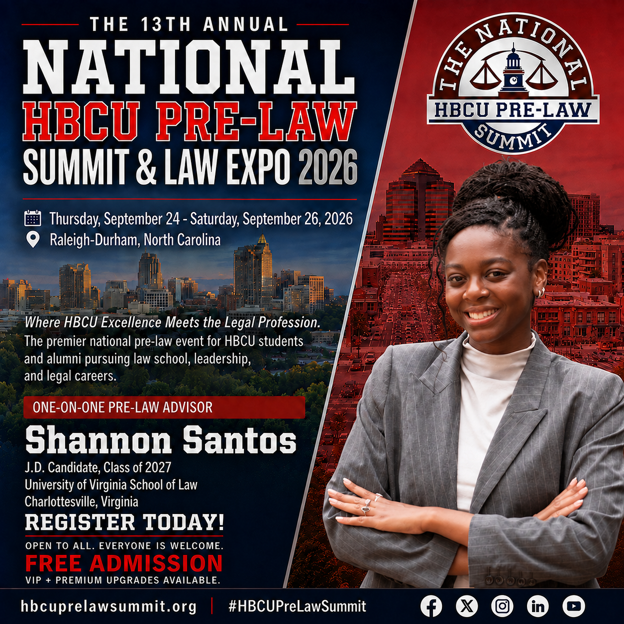 Shannon Santos — One-on-One Pre-Law Advisor flyer