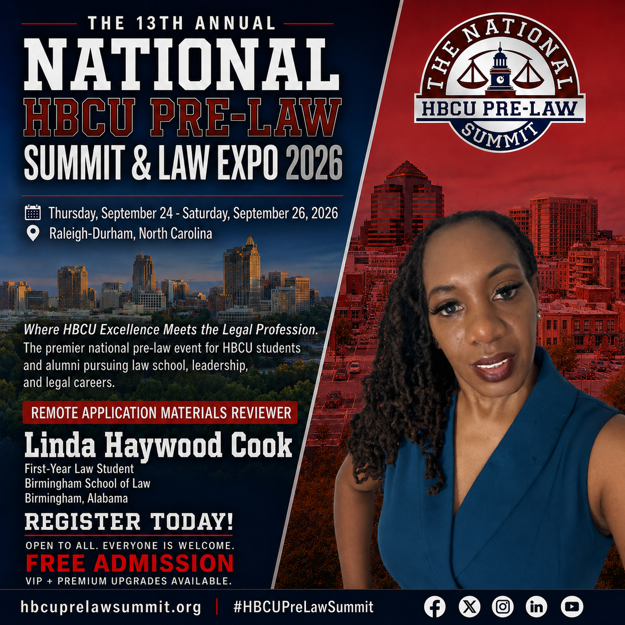 Linda Haywood Cook — Remote Law School Application Materials Reviewer flyer